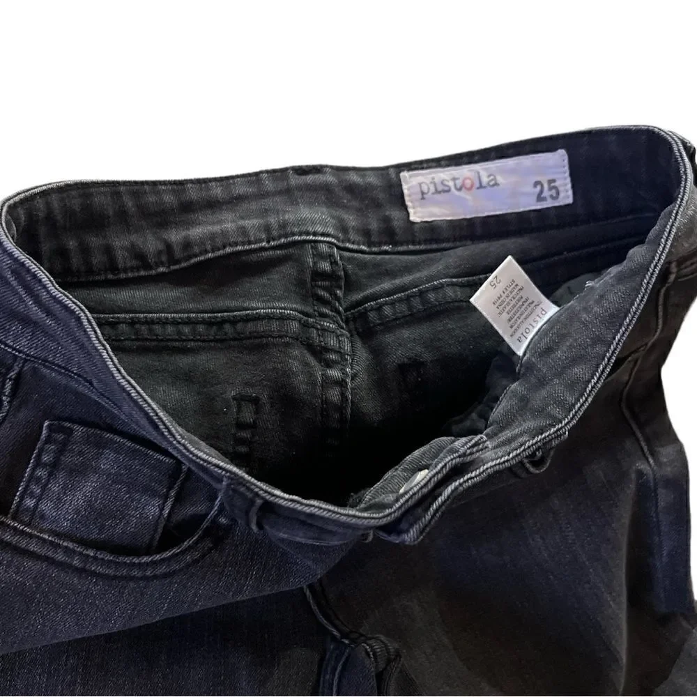 Pistola Distressed Slim Zip Ankle Charcoal Jean